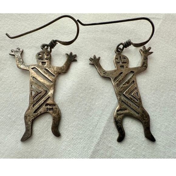 Vintage PRECIV Sterling Silver Modernist Dancing Man Earrings - Picture 1 of 7